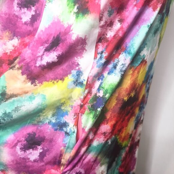 NICOLE MILLER WATERCOLOR SATIN MAXI DRESS-PRELOVED-XL - Picture 6 of 13